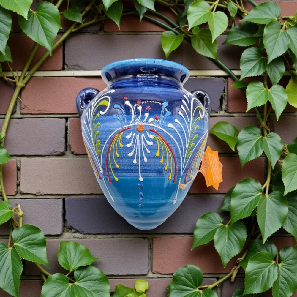 Decorative Spanish Wall Hanging Plant Pot - Handcrafted in Córdoba by Ceramicas